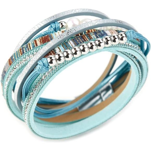 Leather Wrap Bracelet with Clasp for Women and Girls - Picture 6 of 6